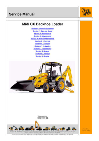  Unlock the full potential of your JCB MIDI CX Backhoe Loader with the comprehensive service manual (9803/9400-08) in PDF format. This essential guide provides detailed instructions, schematics, and troubleshooting tips to ensure optimal performance and maintenance of your equipment. Whether you're a seasoned professional or a DIY enthusiast, this manual is your go-to resource for keeping your backhoe loader in peak condition, saving you time and money on repairs. Don't miss out on the opportunity to enhanc