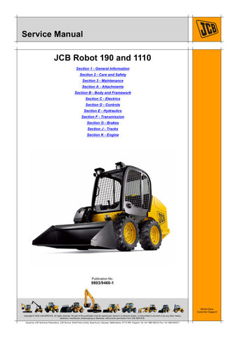 Enhance your maintenance capabilities with the JCB ROBOT 190, 1110 Service Manual (9803/9460-1). This comprehensive guide is designed specifically for the JCB ROBOT 190 model, providing detailed instructions and insights to ensure optimal performance and longevity of your equipment.