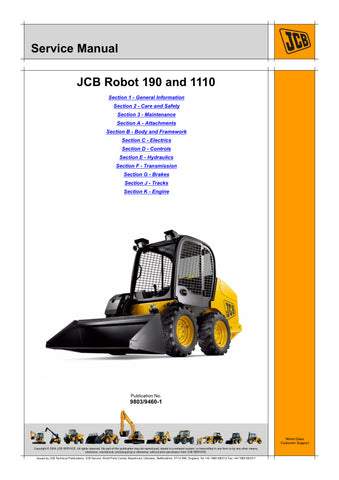 Unlock the full potential of your JCB ROBOT 190 with the comprehensive 1110 Service Manual (9803/9460-1) in PDF format. This essential guide provides detailed instructions, diagrams, and troubleshooting tips to ensure your machine operates at peak performance. Whether you're a seasoned technician or a DIY enthusiast, this manual is designed to simplify maintenance and repairs, saving you time and money. Don't miss out on the opportunity to enhance your equipment's longevity and efficiency download your copy