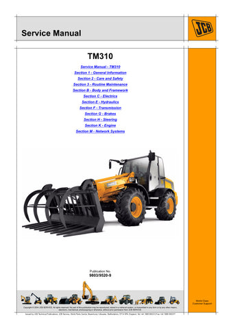 Unlock the full potential of your JCB TM310, TM310S, TM310WM, and TM320 with the comprehensive Service Manual 9803/9520-9 in PDF format. This essential guide provides detailed instructions, schematics, and troubleshooting tips to ensure your machinery operates at peak performance. With easy navigation and clear illustrations, you can quickly find the information you need to maintain and repair your equipment efficiently. Invest in this invaluable resource today and keep your JCB machines running smoothly 