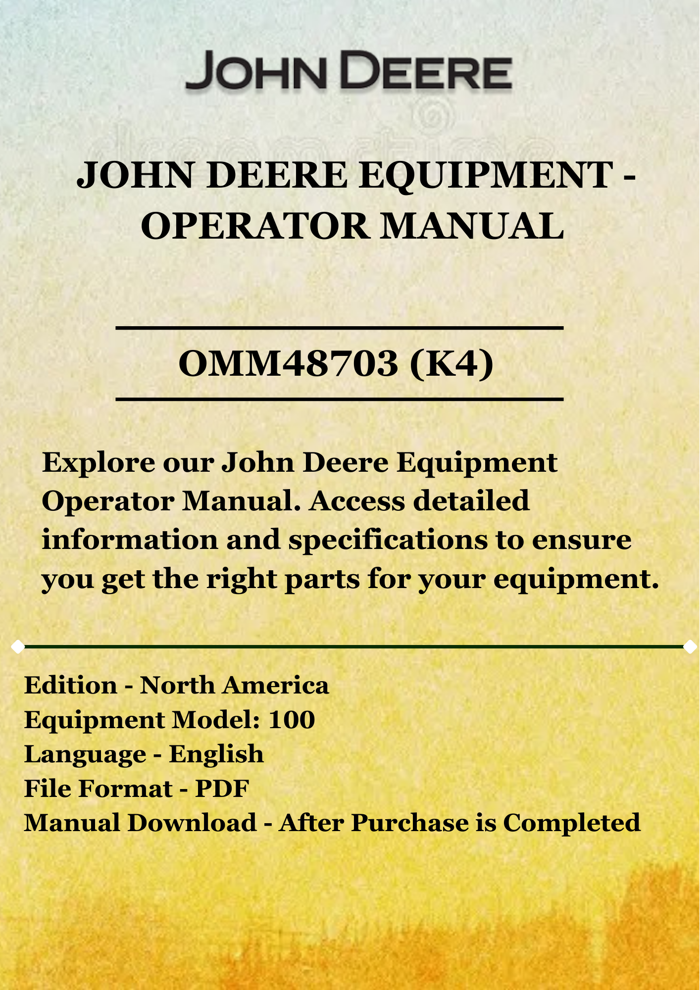 JOHN DEERE 100 LAWN TRACTOR OMM48703 The Manuals Group