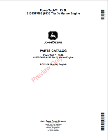  Discover the comprehensive parts catalog manual for the John Deere PowerTech 13.5L 6135S85 marine engine. Find the right components for optimal performance.