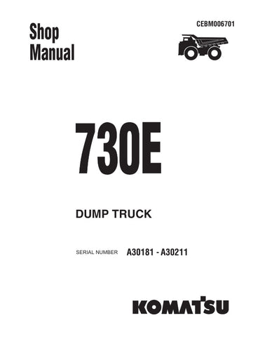 Unlock the full potential of your KKOMATSU 730E Dump Truck with the comprehensive A30181-A30211 Shop Manual (CEBM006701) in PDF format. This essential resource provides detailed schematics, maintenance guidelines, and troubleshooting tips, ensuring your equipment operates at peak performance. Perfect for both seasoned professionals and DIY enthusiasts, this manual is your go-to guide for efficient repairs and upkeep, saving you time and money while extending the life of your dump truck. Don't miss out on th