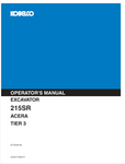 KOBELCO 215SR TIER 3 EXCAVATOR (87722039NA) OPERATOR MANUAL - PDF FILE