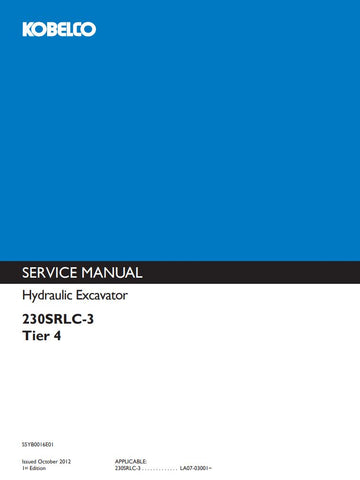 Unlock the full potential of your KOBELCO 230SRLC-3 Excavator with the comprehensive Service Manual (S5YB0016E01) in PDF format. This essential guide provides detailed insights into maintenance, troubleshooting, and repair procedures, ensuring your machine operates at peak performance. With easy navigation and clear illustrations, you can quickly find the information you need to keep your excavator running smoothly and efficiently. Invest in this invaluable resource today and enhance the longevity and relia
