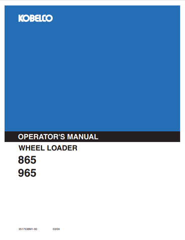 KOBELCO 865, 965 (3517538M1-00) OPERATOR MANUAL - PDF FILE