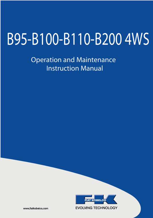 KOBELCO B95, B100, B110 (604.21.171.01) OPERATOR'S MANUAL - PDF FILE
