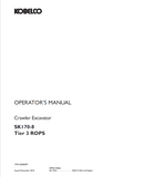 Discover the KOBELCO Crawler Excavator SK170-8 Tier 3 ROPS Operator Manual. Access essential guidelines for safe and efficient operation of your excavator.