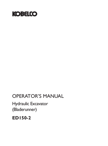 KOBELCO ED150-2 (S2LH00003ZE01) OPERATOR MANUAL - PDF FILE