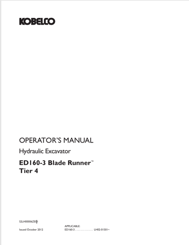 KOBELCO ED160-3 TIER 4 (S2LH00006ZE01) OPERATOR MANUAL - PDF FILE