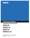 Access the KOBELCO Hydraulic Excavator operator manual for models K904-K904L II and K905-K905LC-II. Essential guidance for optimal performance and safety.