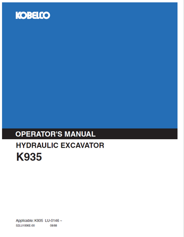 Uncover the Kobelco Hydraulic Excavator K935 Operator Manual. Equip yourself with vital knowledge for operating and maintaining your excavator efficiently.