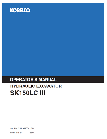 Discover the comprehensive KOBELCO SK150LC III operator manual. Enhance your skills and ensure optimal performance with expert guidance and detailed instructions.
