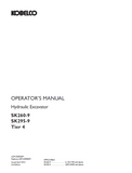 Access the KOBELCO hydraulic excavator SK260-9 and SK295-9 Tier 4 operator manual. Ensure optimal performance and safety with expert guidance.