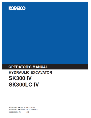 Discover the comprehensive operator manual for KOBELCO Hydraulic Excavator SK300 IV and SK300LC IV. Enhance your operational efficiency and safety today.
