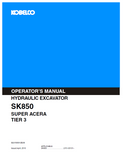 Explore the KOBELCO SK850 Super Acera Tier 3 Operator Manual. Find comprehensive instructions and insights to enhance your hydraulic excavator's performance and longevity.