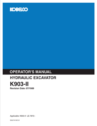 KOBELCO K903-II (S2LE1014E-01) OPERATOR MANUAL - PDF FILE