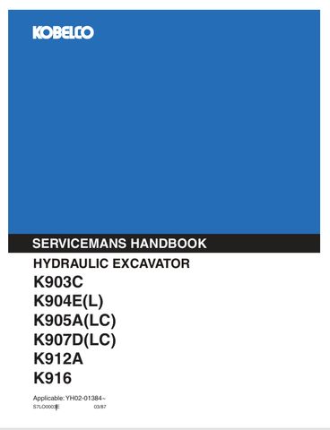 KOBELCO K903C, K904E, K905A (S7LO0003E) OPERATOR MANUAL - PDF FILE