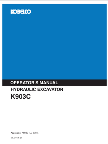 KOBELCO K903C (S2LE1012E-00) OPERATOR MANUAL - PDF FILE