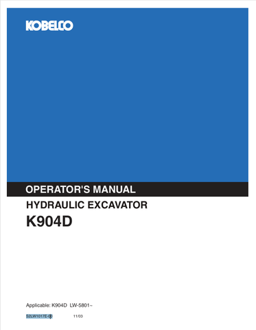 KOBELCO K904D (S2LW1017E-00) OPERATOR MANUAL - PDF FILE