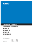KOBELCO K904 II, K904L II (S2LP1008E-01 NA) OPERATOR MANUAL - PDF FILE