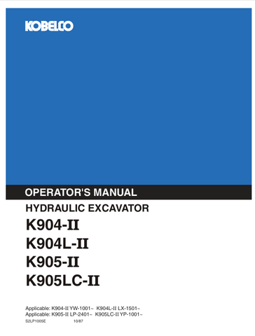 KOBELCO K904, K904L (S2LP1005E) OPERATOR MANUAL - PDF FILE