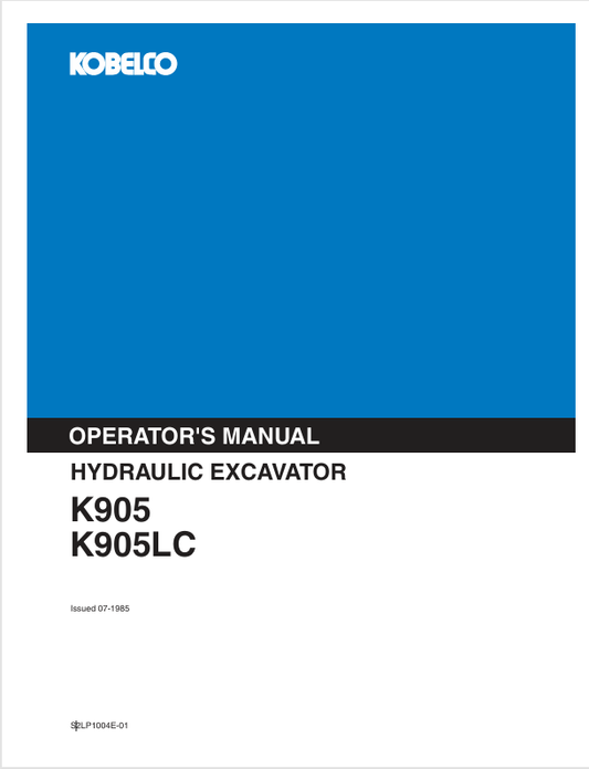 KOBELCO K905, K905LC (S2LP1004E-01) OPERATOR MANUAL - PDF FILE