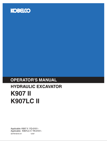 KOBELCO K907 II, K907LC II (S2YN1001E-01) OPERATOR MANUAL - PDF FILE