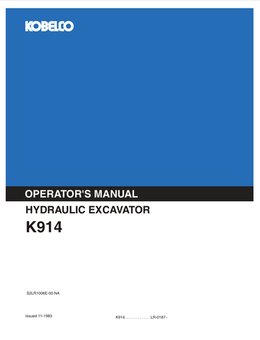 KOBELCO K914 (S2LR1006E-00 NA) OPERATOR MANUAL - PDF FILE