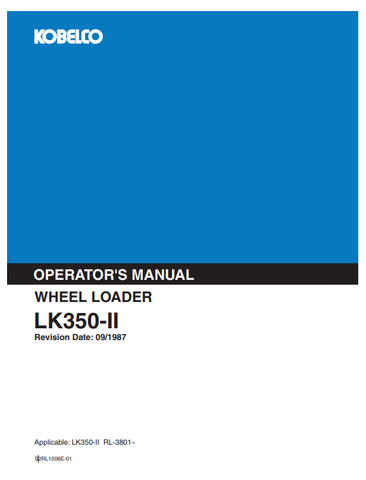 KOBELCO LK350-II (S2RL1006E-01) OPERATOR MANUAL - PDF FILE