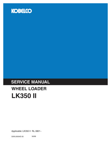 Enhance your maintenance capabilities with the KOBELCO LK350-II Wheel Loader Service Manual (S5RL00004E) in PDF format. This comprehensive guide provides detailed instructions, diagrams, and troubleshooting tips to ensure your equipment operates at peak performance. Perfect for technicians and operators alike, this manual is an essential resource for efficient repairs and upkeep, helping you save time and reduce downtime. Invest in your machinery's longevity and reliability with this indispensable service 