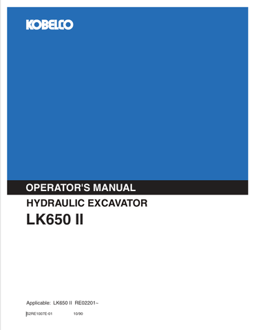 KOBELCO LK650 II (S2RE1007E-01) OPERATOR MANUAL - PDF FILE