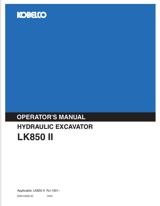 KOBELCO LK850 II (S2RJ1002E-00) OPERATOR MANUAL - PDF FILE