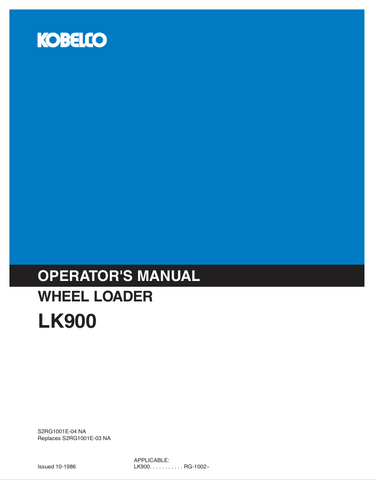 KOBELCO LK900 (S2RG1001E-04 NA) OPERATOR MANUAL - PDF FILE