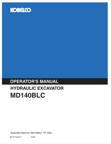 KOBELCO MD140BLC (S2YP1003E-01) OPERATOR MANUAL - PDF FILE