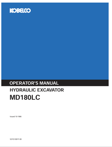 KOBELCO MD180LC (S2YG1001F-00) OPERATOR MANUAL - PDF FILE