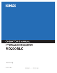 KOBELCO MD200BLC HYDRAULIC EXCAVATOR (S2YQ1001E-01 NA) OPERATOR MANUAL - PDF FILE