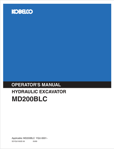 KOBELCO MD200BLC (S2YQU1002E-00) OPERATOR MANUAL - PDF FILE