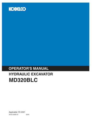 KOBELCO MD320BLC (S2YC1002E-01) OPERATOR MANUAL - PDF FILE