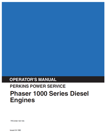 Explore the KOBELCO Perkins Series Engine Phaser 1000 Series Diesel Engines Operator Manual. Comprehensive insights for effective operation and maintenance.