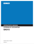 KOBELCO SK015 (6009582M1-00) OPERATOR MANUAL - PDF FILE
