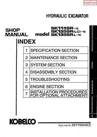Unlock the full potential of your KOBELCO SK115SR-1E, SK135SR-1E, and SK115SRL-1E excavators with the comprehensive Shop Manual S5YY0004E in PDF format. This essential guide provides detailed schematics, maintenance tips, and troubleshooting advice, ensuring your machinery operates at peak performance. With easy navigation and clear instructions, you can save time and reduce downtime, making it an invaluable resource for both seasoned professionals and DIY enthusiasts. Invest in your equipment's longevity
