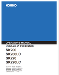 KOBELCO SK200, SK200LC (LLUK95S001OM-00) OPERATOR MANUAL - PDF FILE