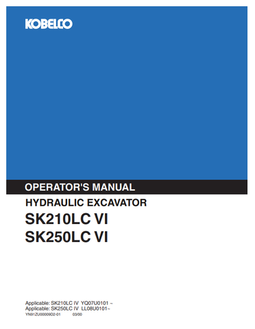 KOBELCO SK210LC VI (YN91ZU00009D2-01) OPERATOR MANUAL - PDF FILE