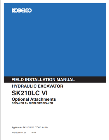 KOBELCO SK210LC VI (YN91ZU0001P1-00) OPERATOR MANUAL - PDF FILE