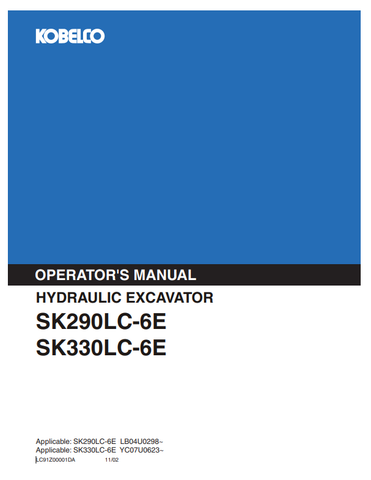 KOBELCO SK290LC-6E (LC91Z00001DA) OPERATOR MANUAL - PDF FILE