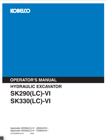 KOBELCO SK290(LC)-VI (LC91Z00001D4-01) OPERATOR MANUAL - PDF FILE