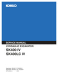 Enhance your maintenance and repair capabilities with the KOBELCO SK400-IV and SK400LC-IV Excavator Service Manual (S5YSU0002E-01) in PDF format. This comprehensive guide provides detailed information on troubleshooting, servicing, and parts replacement, ensuring your excavator operates at peak performance. With easy navigation and clear illustrations, this manual is an essential resource for professionals looking to minimize downtime and maximize efficiency. Invest in your equipment's longevity and reliabi