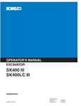 KOBELCO SK400 III (YSUK93S001OM NA) OPERATOR MANUAL - PDF FILE