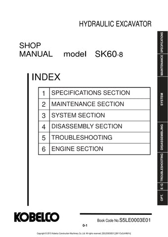 Unlock the full potential of your KOBELCO SK60-8 Hydraulic Excavator with the comprehensive Service Manual S5LE0003E01, available in a convenient PDF format. This essential guide provides detailed insights into maintenance, troubleshooting, and repair procedures, ensuring your excavator operates at peak performance. With easy navigation and clear illustrations, this manual is an invaluable resource for both seasoned professionals and DIY enthusiasts, helping you save time and reduce costly downtime. Invest 